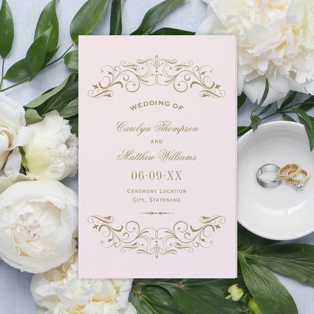 Vintage Rosa Antique Flourish Bröllopsprograms (Skapare uppladdad)