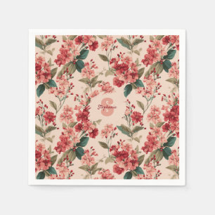 Vintage Rosa Azalea Blommönster - Classic Pappersservett