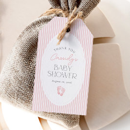 Vintage Rosa Baby Footprint Girl Baby Shower Presentetikett