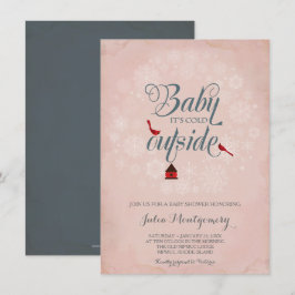 Vintage Rosa Baby Shower Det är Kall utanför vinte Inbjudningar