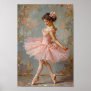 Vintage Rosa Ballerina Balett Väggkonst