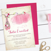 Vintage Rosa Ballerina Girl Baby Shower
