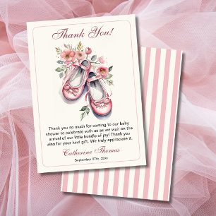 Vintage Rosa Ballerina Shoes Girl Baby Shower Tack Kort