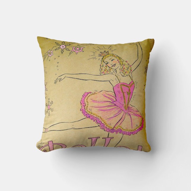 Vintage Rosa Ballerinadesign Kudde (Framsida)