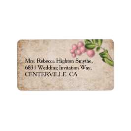 Vintage Rosa Berries Bröllop Adressetikett