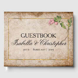 Vintage Rosa Berries Bröllop Guestbook Gästböcker