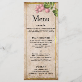 Vintage Rosa Berries Bröllop Menu Meny