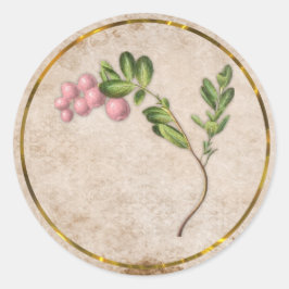 Vintage Rosa Berries Bröllop Runt Klistermärke