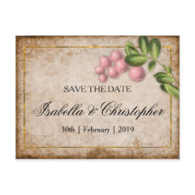 Vintage Rosa Berries Bröllop spara datum
