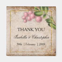 Vintage Rosa Berries Bröllop Tack Magnet