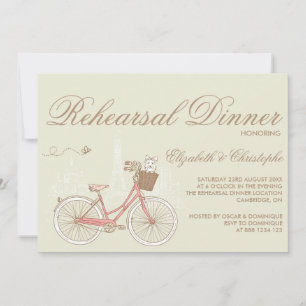 Vintage Rosa Bicycle Rehearsal Middagsinbjudan Inbjudningar