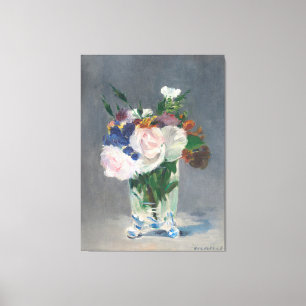 Vintage Rosa Blå Gult Vit blomma i Vas Canvastryck