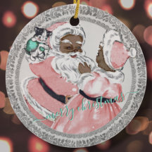 Vintage Rosa Black Santa + Claus Victorian