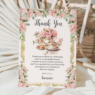 Vintage Rosa Blommig Afternoon Tea Bröllopsdusch Tack Kort