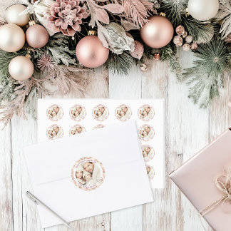 Vintage Rosa Blommig Anpassningsbar Platt Runt Klistermärke