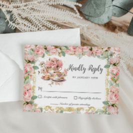 Vintage Rosa Blommig Högtidsfest för Baby Bröllop OSA Kort