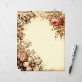 Vintage Rosa Blommig Junk Journal Pappersvaror