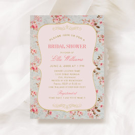 Vintage Rosa Blommig Trädgårdsfest Bröllopsdusch Inbjudningar