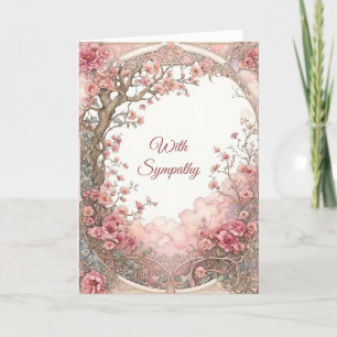 Vintage Rosa Blommigt Art nouveau Sympati Kort