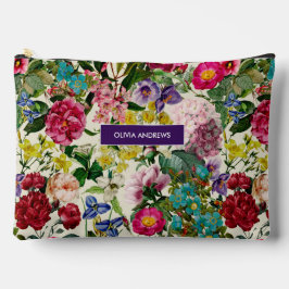 Vintage rosa blommigt beige mönster monogram