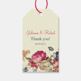 Vintage Rosa Blommigt Bröllop Tack Märkre Presentetikett
