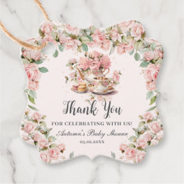 Vintage Rosa Blommigt High Tea Party Baby Shower Gåvor Etiketter