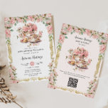 Vintage Rosa Blommigt High Tea Party Baby Shower Inbjudningar<br><div class="desc">Anpassa den här vintagen tefestinbjudan enkelt och snabbt. Klicka bara på knappen Anpassa den ytterligare för att redigera texterna, ändra typsnitt och typsnitt färg. Med en uppsättning söt vintage tekanna och te kopp, ett vackert rosa ros och ett antika guld gräns. Möjlighet att lägga till en QR-kod för presentregister eller...</div>