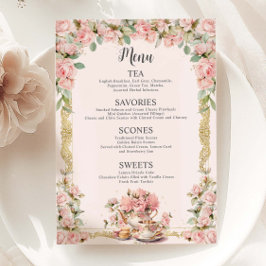 Vintage Rosa Blommigt High Tea Party Möhippa Meny