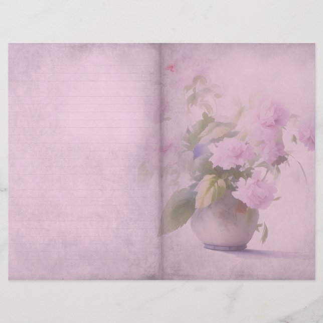 Vintage Rosa Blommigt Journal sida (Framsida)