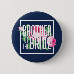 Vintage Rosa Blommigt Ro Brother of the Bride Knapp