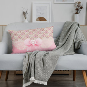 Vintage Rosa Blommigt Ro Prydnadskudde