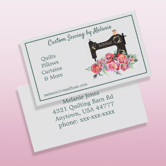 Vintage Rosa Blommigt Sewing Maskin Visitkort