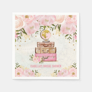 Vintage  Rosa Blommigt Travel Möhippa Pappersservett