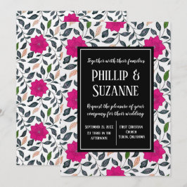 Vintage Rosa Blommönster Bröllop Inbjudningar