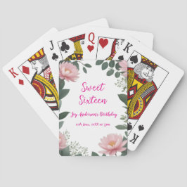 vintage rosa Blommor grönt eucalyptus 16 födelseda Casinokort