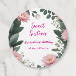 vintage rosa Blommor grönt eucalyptus 16 födelseda Gåvor Etiketter