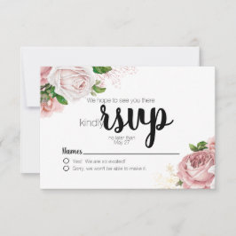 Vintage Rosa Blommor Marinblå Bröllop RSVP OSA Kort