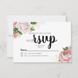 Vintage Rosa Blommor Marinblå Bröllop RSVP OSA Kort