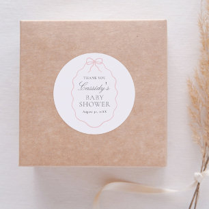 Vintage Rosa Bow Girl Baby Shower Runt Klistermärke
