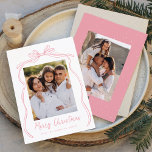 Vintage Rosa Bow God jul 2 Photo Julkort<br><div class="desc">Fira julhelgen med det här charmerande julkortet som ger din familjs foto inramat av en festlig rosa och band på en skarp vit bakgrund. "God jul" är elegant skrivet i ett charmerande handskript för rosa, med utrymme att anpassa din familj namn nedan. Kortets baksida visar ytterligare ett foto mot en...</div>