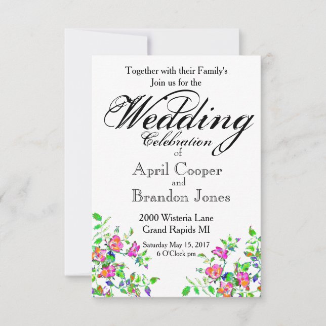 Vintage Rosa Bröllop Inbjudningar (Framsida)