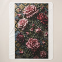 Vintage Rosa Burgunder 3D Rosor Kast