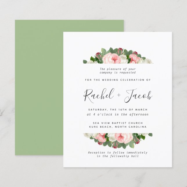 Vintage  Rosa Burgundy Marsala Ro Bröllop (Fram/baksida)