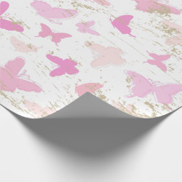Vintage Rosa Butterflies AOP Presentpapper