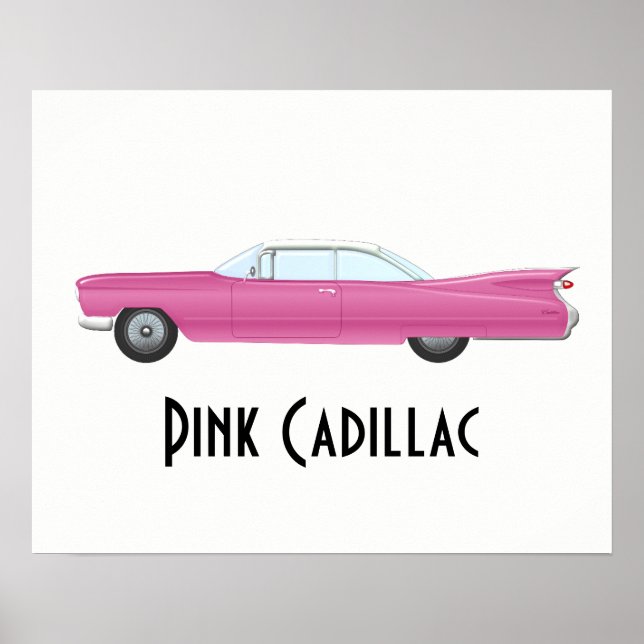 Vintage Rosa Cadillac Poster (Framsidan)