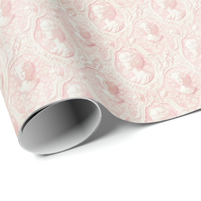 Vintage Rosa Cameo Coquette Presentpapper (Rullad Hörn)