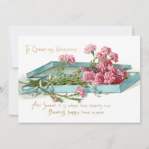 Vintage Rosa Carnations Valentine Julkort