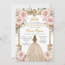 Vintage Rosa Champagne Blommigt Quinceañera