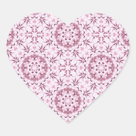 Vintage Rosa Circle Mönster Romantic Hjärtformat Klistermärke