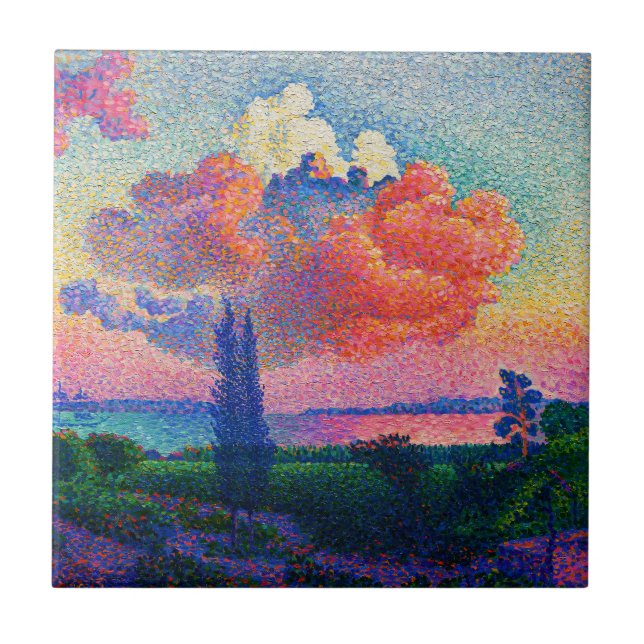 Vintage Rosa Cloud-målning (1896) Kakelplatta (Framsidan)